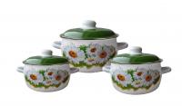 6ка021м Набор кастрюль эмалированных 6 предметов, индукция, СтальЭмаль, серия Ромашки лето