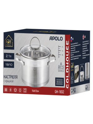GH-1832 Кастрюля 2,1л, нержавеющая сталь, индукция, GoldHouse 