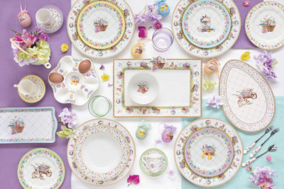 EL-R1337/SPBL Блюдо пасхальное для 6 яиц, 21 см, Easy Life, Spring Bloom, декор Цыплята и цветы 