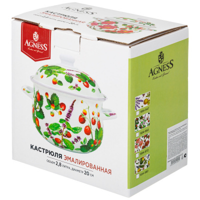 934-562 Кастрюля эмалированная 2,8л индукция, AGNESS, серия ФРУКТОВАЯ КОРЗИНА