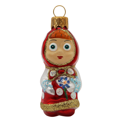 ФУ-507 Елочная игрушка 8см, декор "Девочка", стекло, в подарочной упаковке