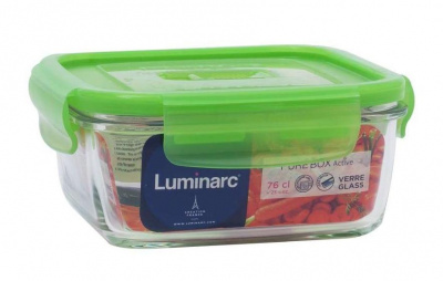 P4566 Контейнер стеклянный квадратный 760мл LUMINARC, серия PUREBOX ACTIVE NEON MIX 