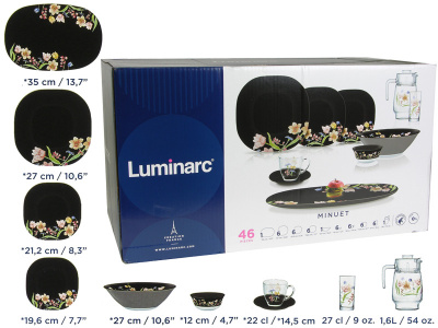 V2710 Сервиз обеденный на 6 персон 44 предмета LUMINARC, декор "CARINA MINUET BLACK" 
